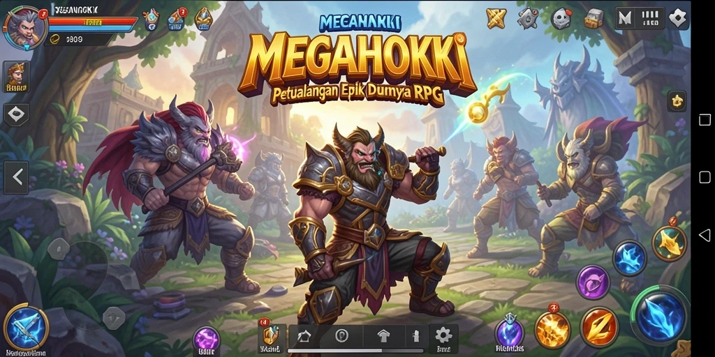 Tampilan gameplay MEGAHOKI yang mendebarkan dalam petualangan RPG.