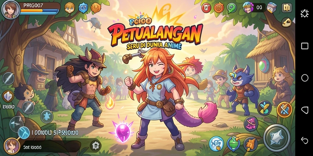 Tampilan gameplay seru PRG007 yang penuh warna dan karakter unik.