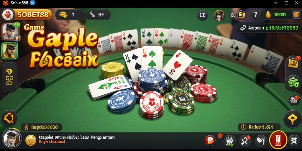 Screenshot utama SOBET88 menampilkan gameplay Gaple yang seru dan interaktif.