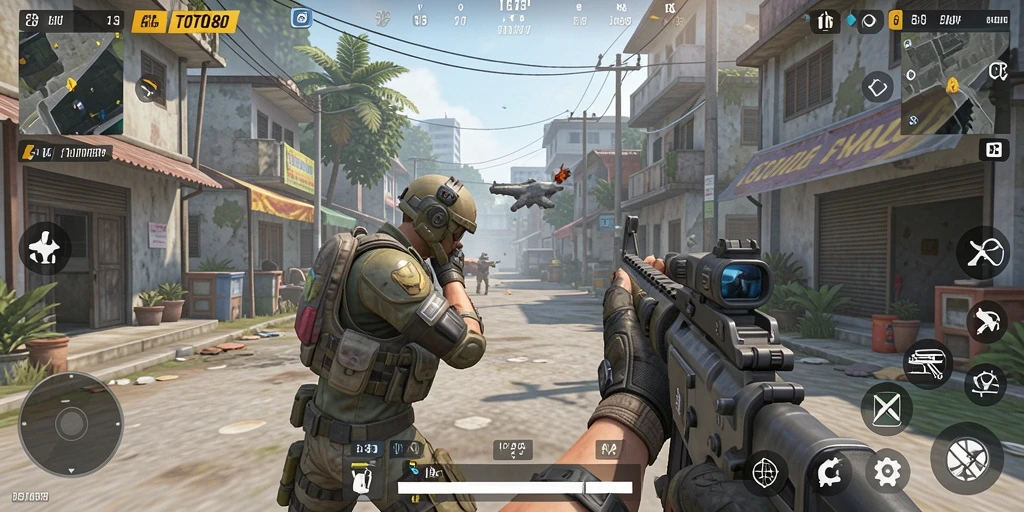 Gameplay mendebarkan dalam TOTO80 menampilkan aksi FPS yang intens.